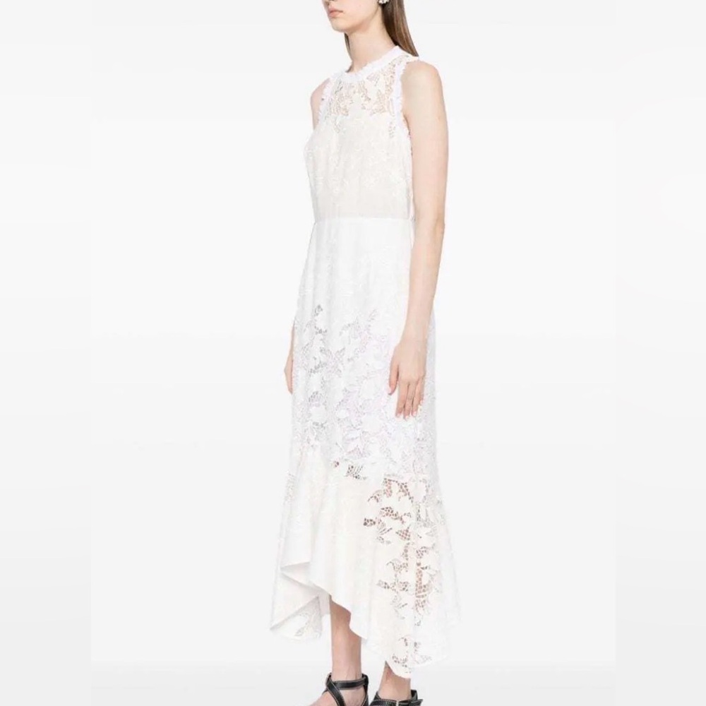 NWT Marchesa Rosa Ivory Iris Guipure Lace Midi Dress, Size 8, Bride, Bridal